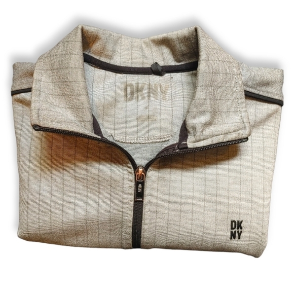 DKNY - Men's Lightweight Grey Pinstripe Zip Up Casual Jacket Coat - Picture 5 of 9